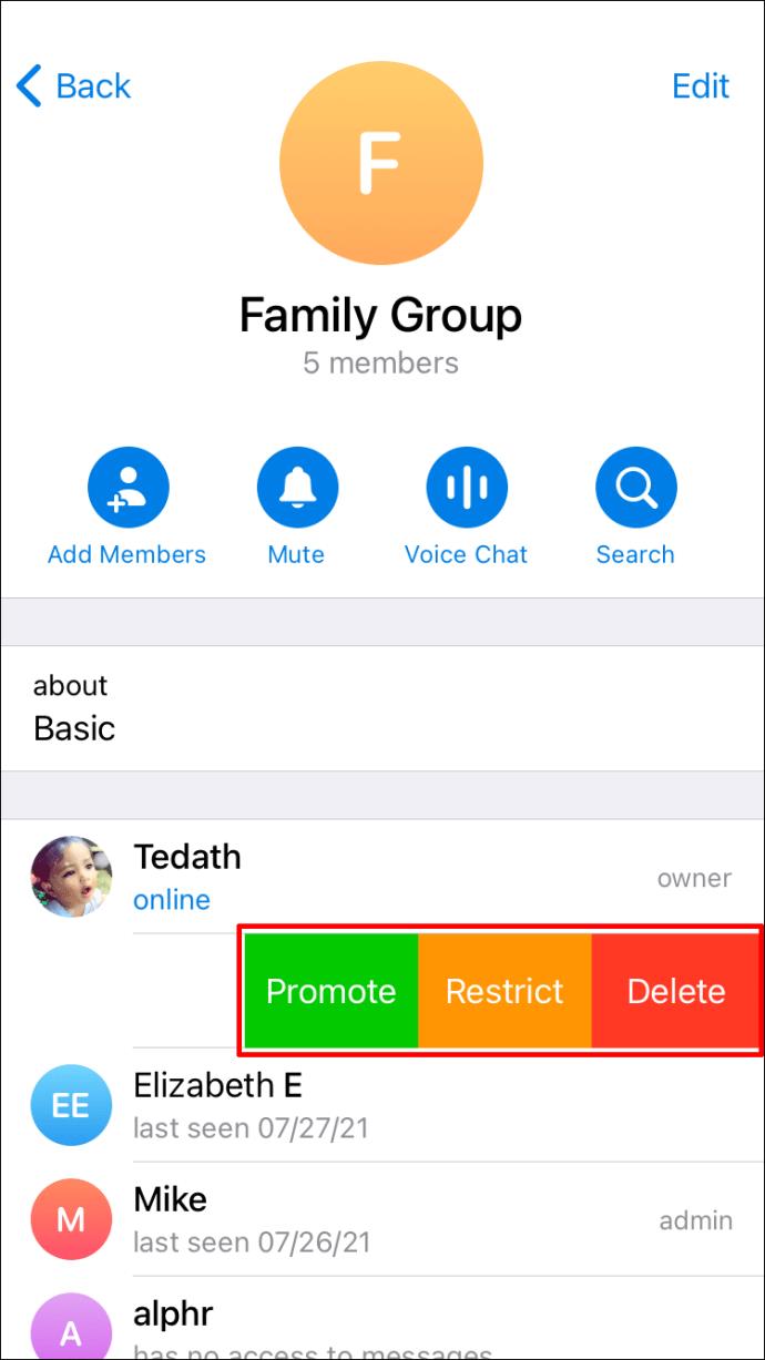 Comment supprimer un utilisateur d'un groupe dans Telegram