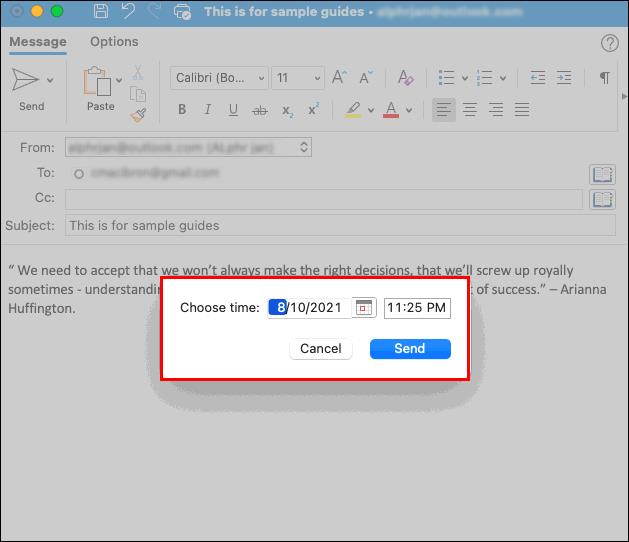 كيفية جدولة بريد إلكتروني في Outlook