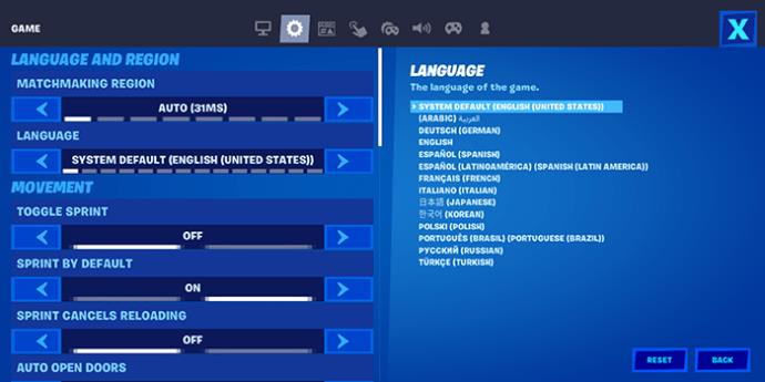 Comment changer la langue dans Fortnite