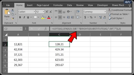 كيفية تحريك المنازل العشرية في Excel