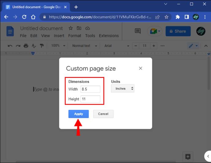 Comment changer la taille de la page dans Google Docs