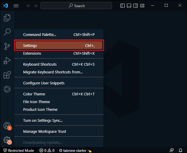 Como abrir Settings.Json no VS Code