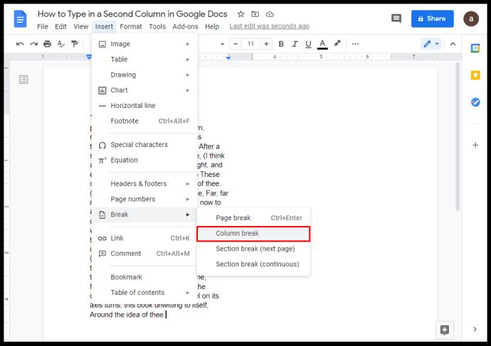 Comment faire deux colonnes dans Google Docs