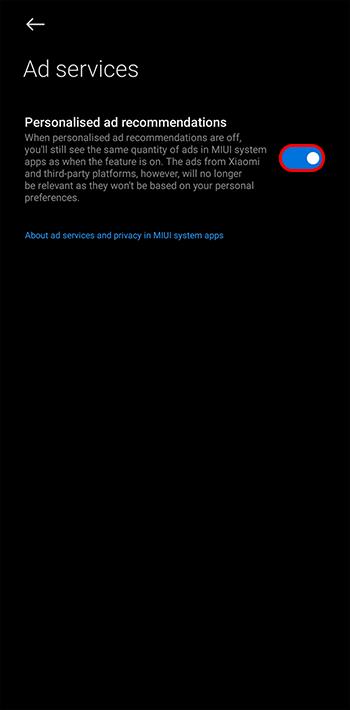 Cómo deshabilitar anuncios en MIUI en un dispositivo Android