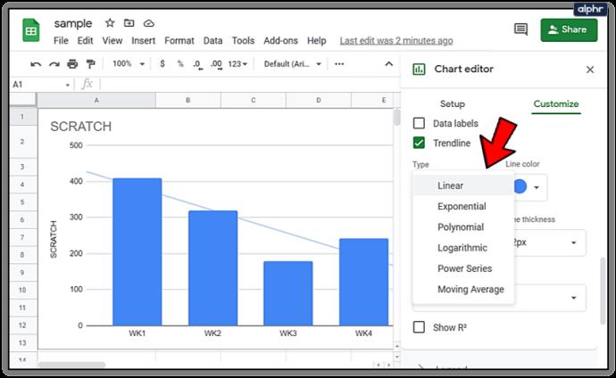 Comment ajouter une ligne de tendance à Google Sheets