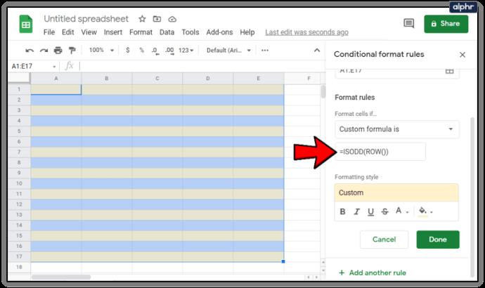 Comment sélectionner des lignes alternées dans Google Sheets