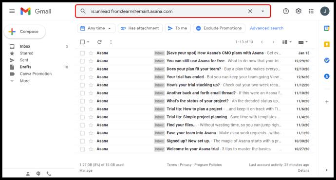 Como encontrar e-mails não lidos no Gmail