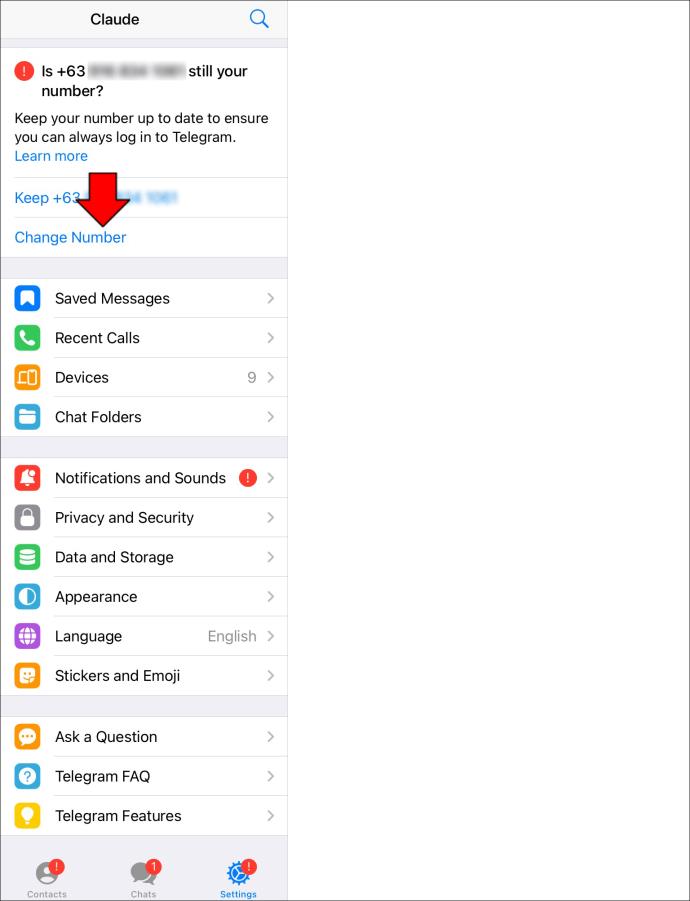 Comment changer votre numéro dans Telegram