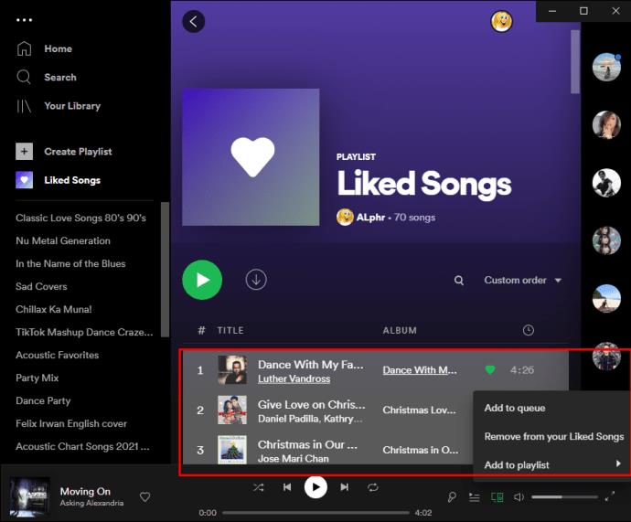 Comment supprimer des chansons aimées dans l'application Spotify