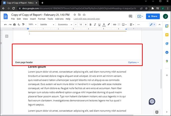 Comment créer différents en-têtes pour différentes pages dans Google Docs