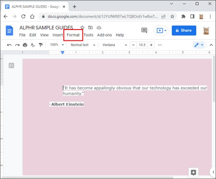 Comment changer la couleur d'arrière-plan dans un document Google