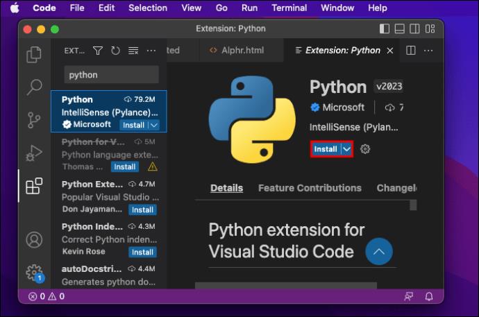 Интерпретатор python в vs code