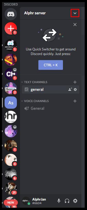 Как покинуть сервер Discord