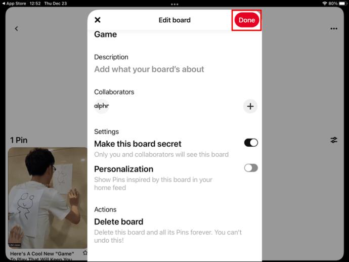 Comment rendre un tableau privé sur Pinterest