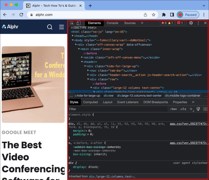 Comment afficher le code HTML dans Chrome