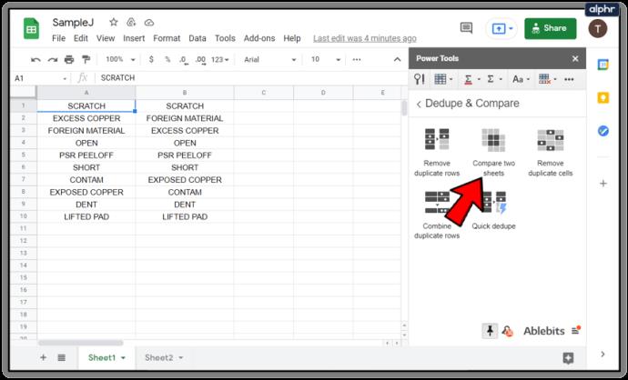 วิธีเปรียบเทียบคอลัมน์ใน Google ชีต