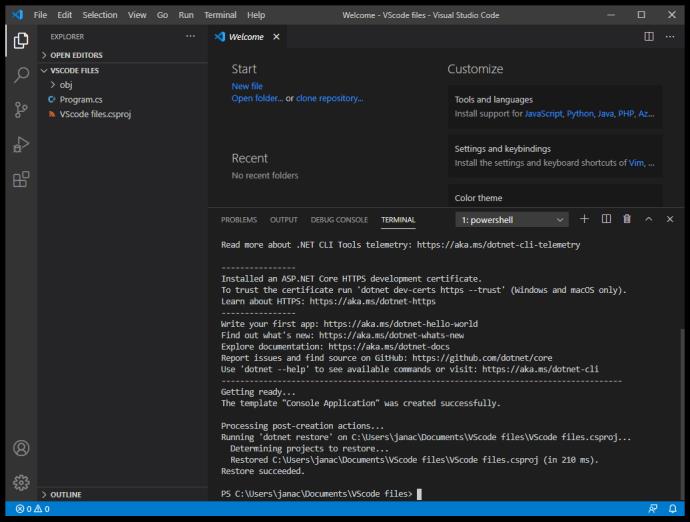 VS Code How To Create A New Project