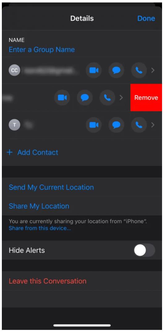 Cómo eliminar a alguien de un grupo de mensajes de texto en el iPhone