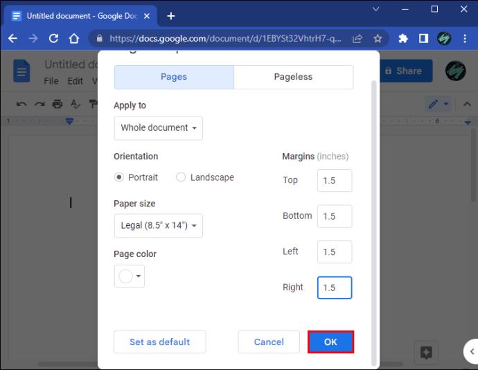 Comment changer la taille de la page dans Google Docs