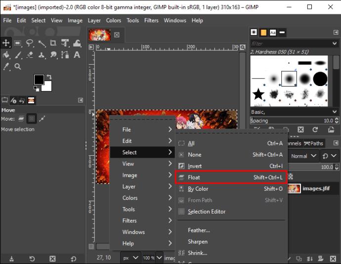 Comment déplacer une sélection dans Gimp