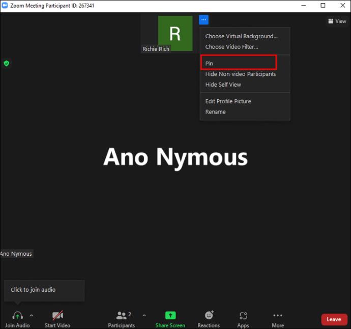 How To Pin Someone On Zoom