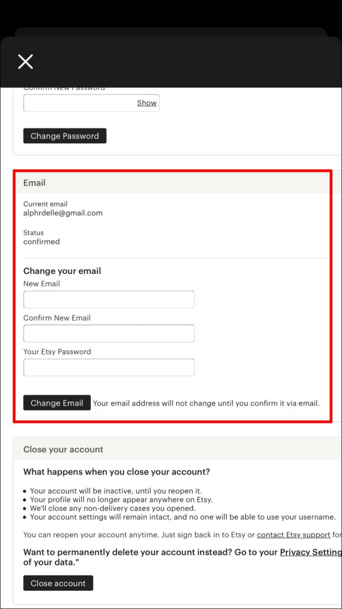 Como alterar seu endereço de e-mail no Etsy