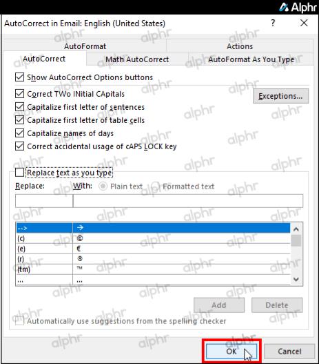 كيفية إيقاف تشغيل التصحيح التلقائي في Outlook