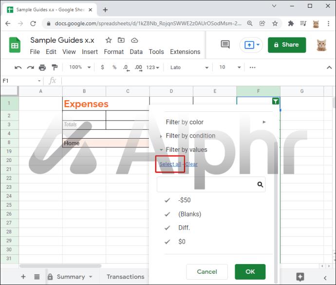 Como copiar sem linhas ocultas no Google Sheets