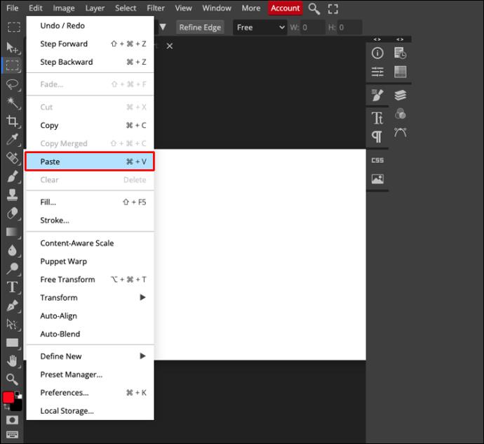 Comment redimensionner une image dans PhotoPea