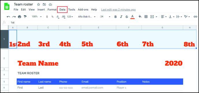 Comment nommer les colonnes dans Google Sheets