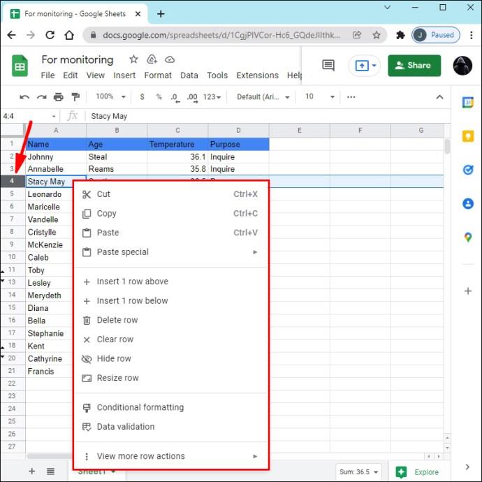 Comment supprimer des lignes masquées dans Google Sheets