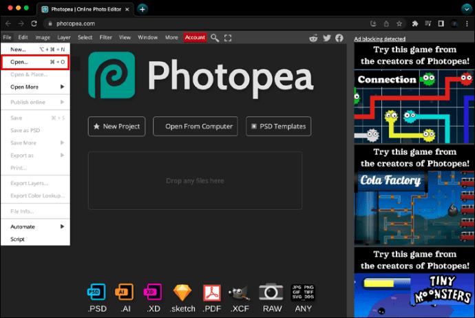 Comment redimensionner une image dans PhotoPea