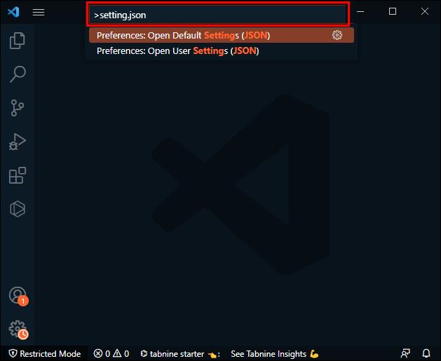 Como abrir Settings.Json no VS Code