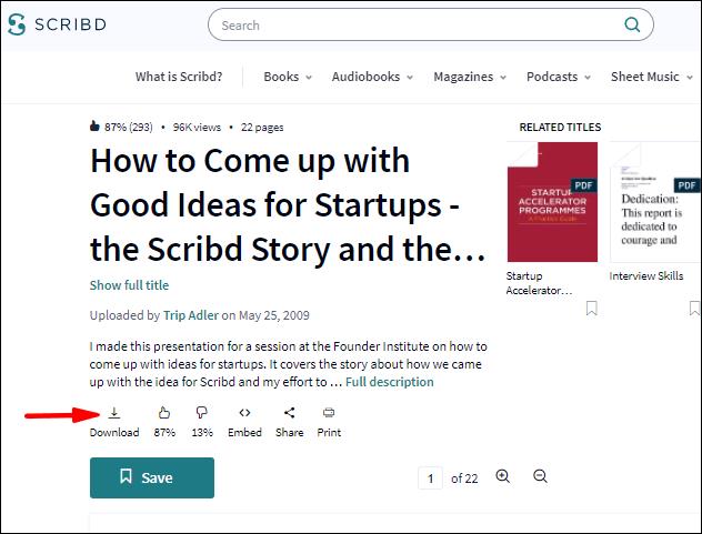 Cómo descargar un PDF desde Scribd