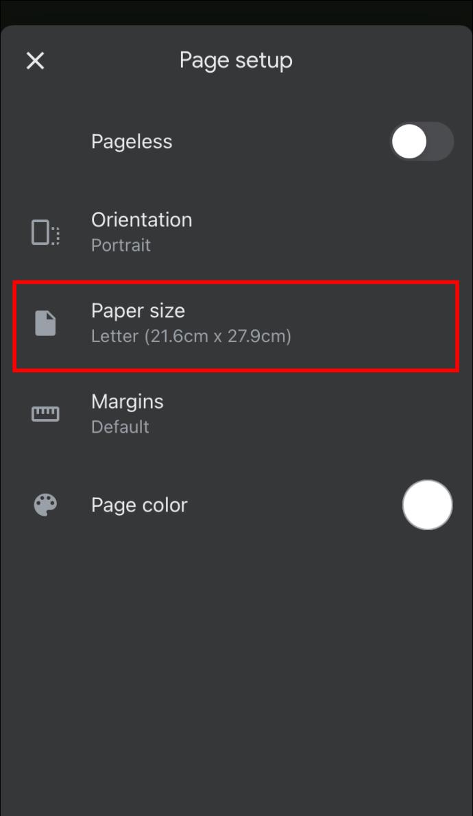 Comment changer la taille de la page dans Google Docs