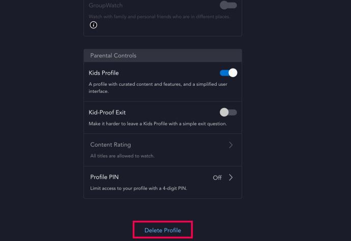 Delete Profile in Disney Plus
