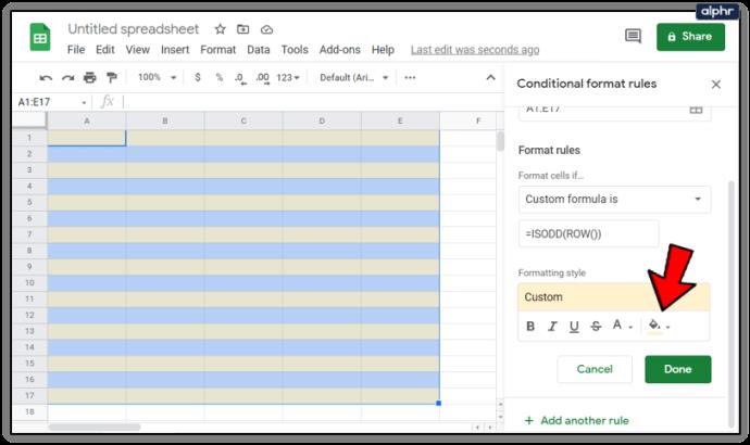 Comment sélectionner des lignes alternées dans Google Sheets