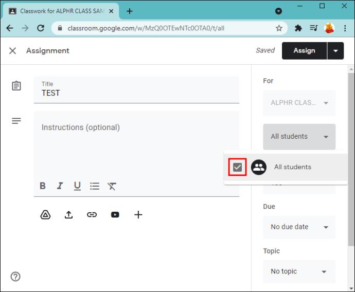 كيفية إنشاء واجب في Google Classroom