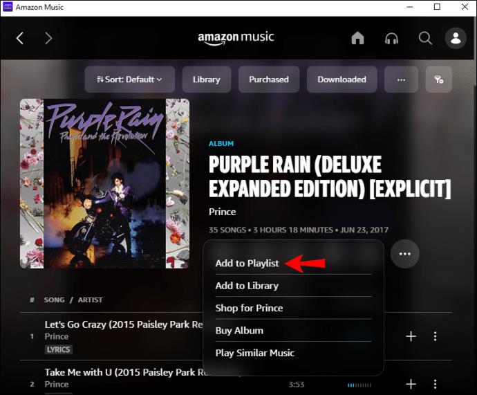 Cómo agregar un álbum a una lista de reproducción en Amazon Music