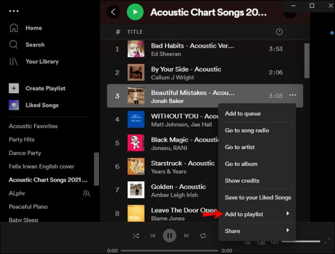 कैसे Spotify में एक प्लेलिस्ट में संगीत जोड़ें