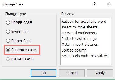 Comment mettre en majuscule la première lettre dans les cellules de la feuille de calcul Excel