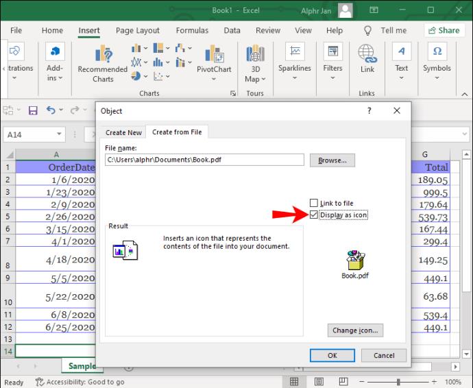 How To Embed A PDF In An Excel File