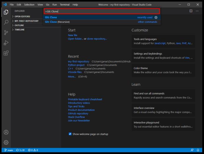 VS Code How To Create A New Project