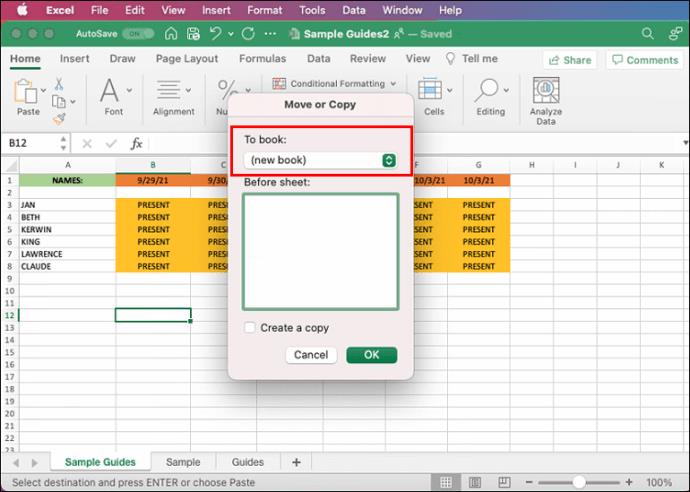 Comment copier une feuille dans un autre classeur dans Excel