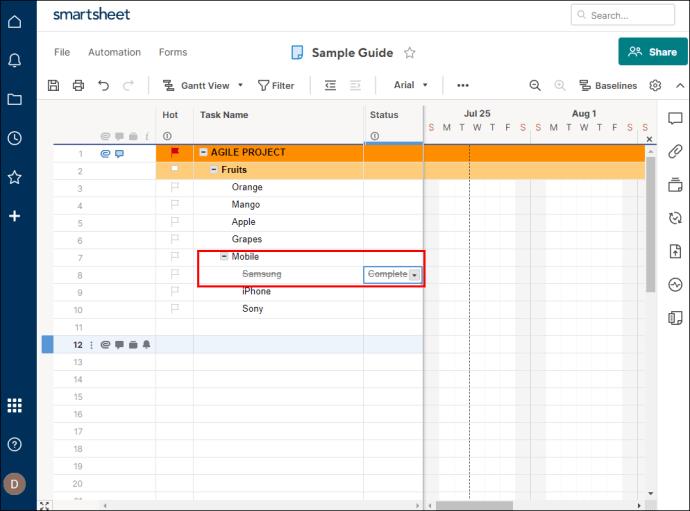 Comment ajouter une sous-tâche dans Smartsheet