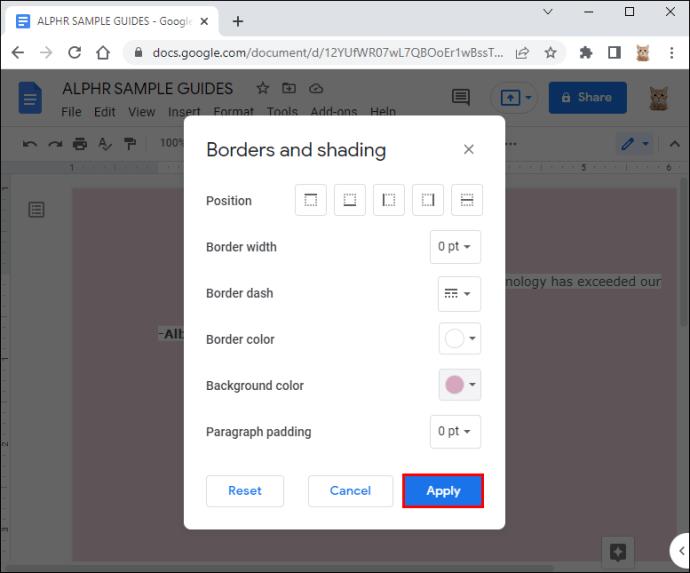 Comment changer la couleur d'arrière-plan dans un document Google