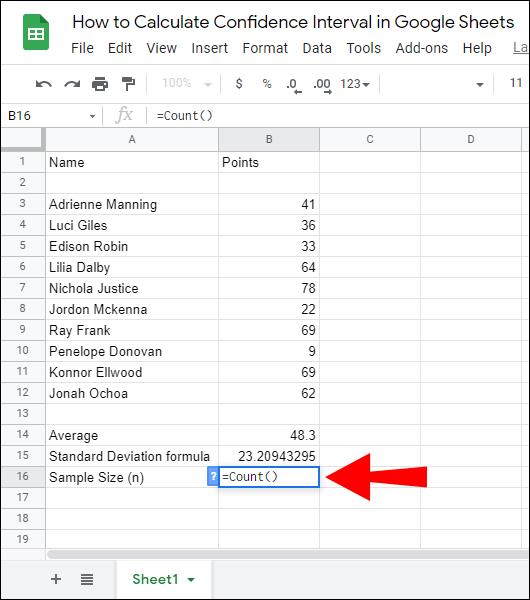 Comment calculer l'intervalle de confiance dans Google Sheets