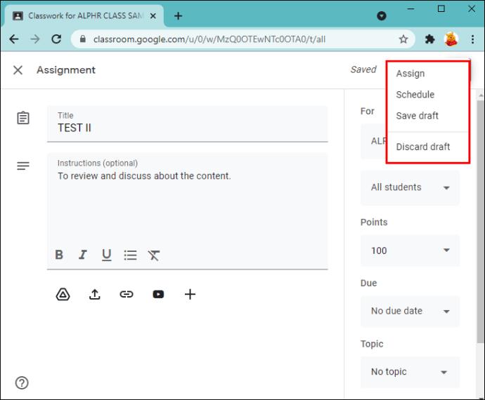 كيفية إنشاء واجب في Google Classroom