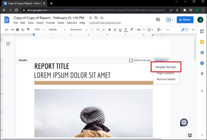 Comment créer différents en-têtes pour différentes pages dans Google Docs