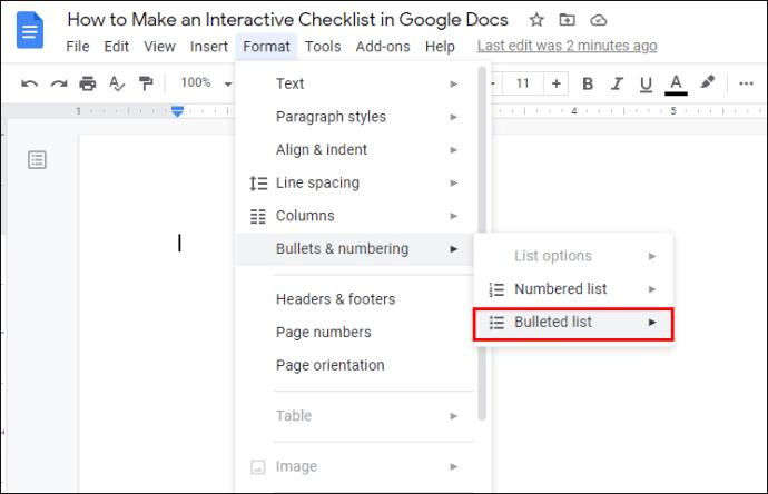 Cómo crear una lista de verificación en Google Docs